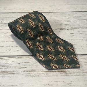 Bill Blass Black Label Tie 100% Silk Green Gold